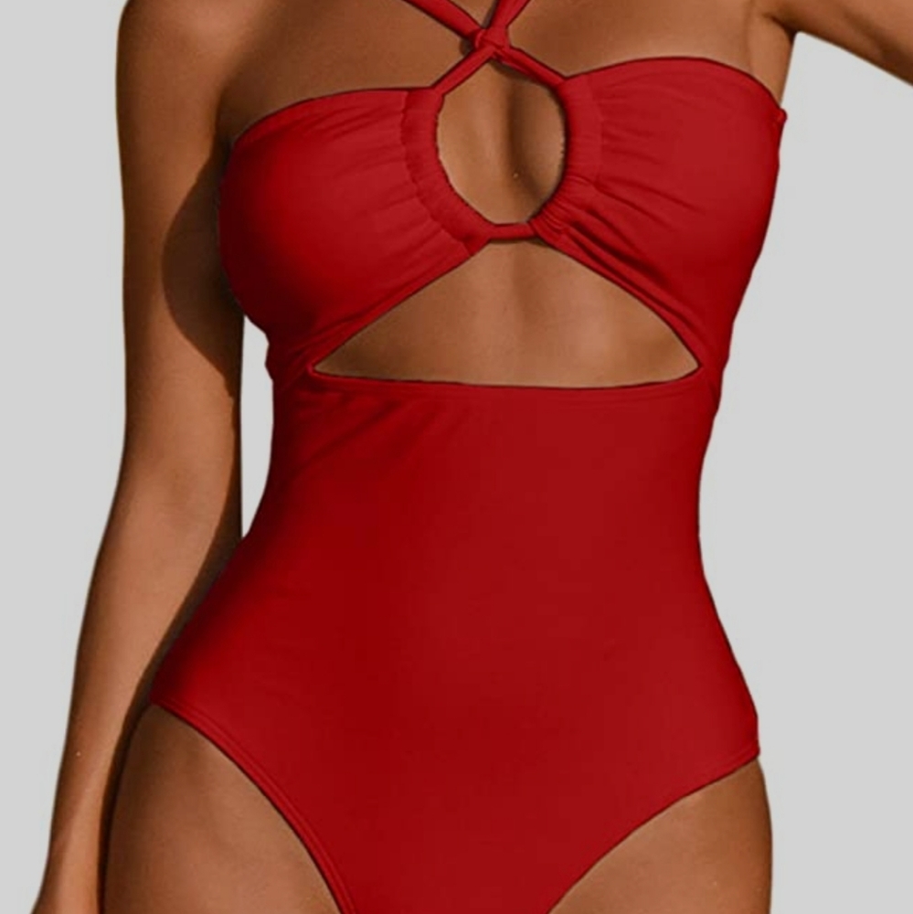 Womens Red Monokini One Piece Swimsuit1